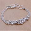 Multi Layer Silver Beads Toggle Bracelet