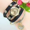 Luxury Heart Pendant Bracelet Wristwatch