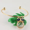 Nature Stone Cute Owl Pendant Bracelet