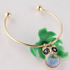 Nature Stone Cute Owl Pendant Bracelet