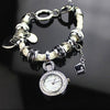 Weave Leather Strap Wrist Watch Heart Pendant