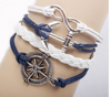 Gray Compass Sea Anchor Charm Bracelet