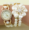 Flowers Double Pearl Bracelet Watch