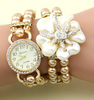 Flowers Double Pearl Bracelet Watch